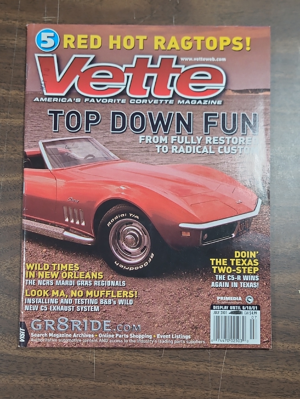 Vette Magazine Back Issue July 2001 Featuring Red Corvette Convertible